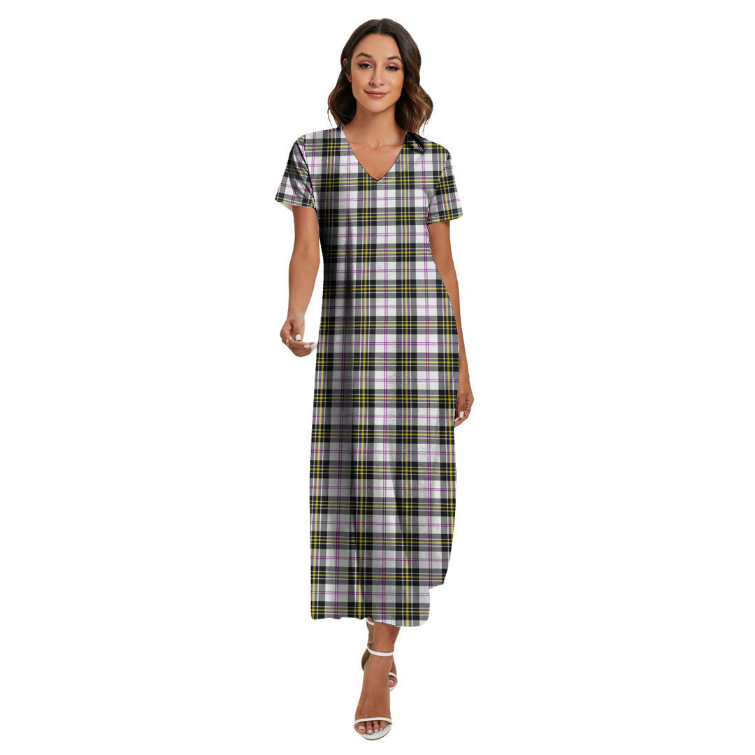 MacPherson Dress Modern Tartan Plaid V-neck Dress Side Slit