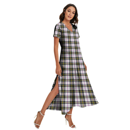 MacPherson Dress Modern Tartan Plaid V-neck Dress Side Slit