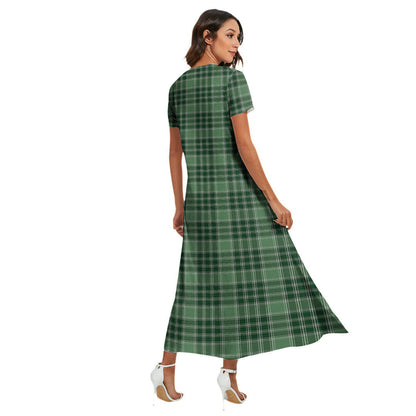 MacDonald Lord of the Isles Hunting Tartan Plaid V-neck Dress Side Slit