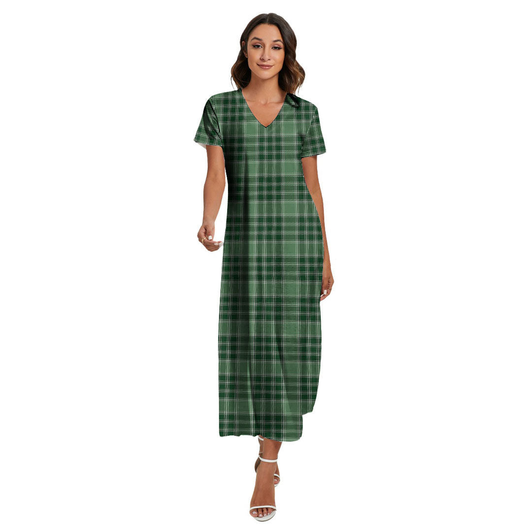 MacDonald Lord of the Isles Hunting Tartan Plaid V-neck Dress Side Slit