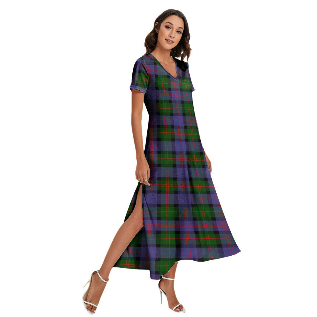 Blair Modern Tartan Plaid V-neck Dress Side Slit