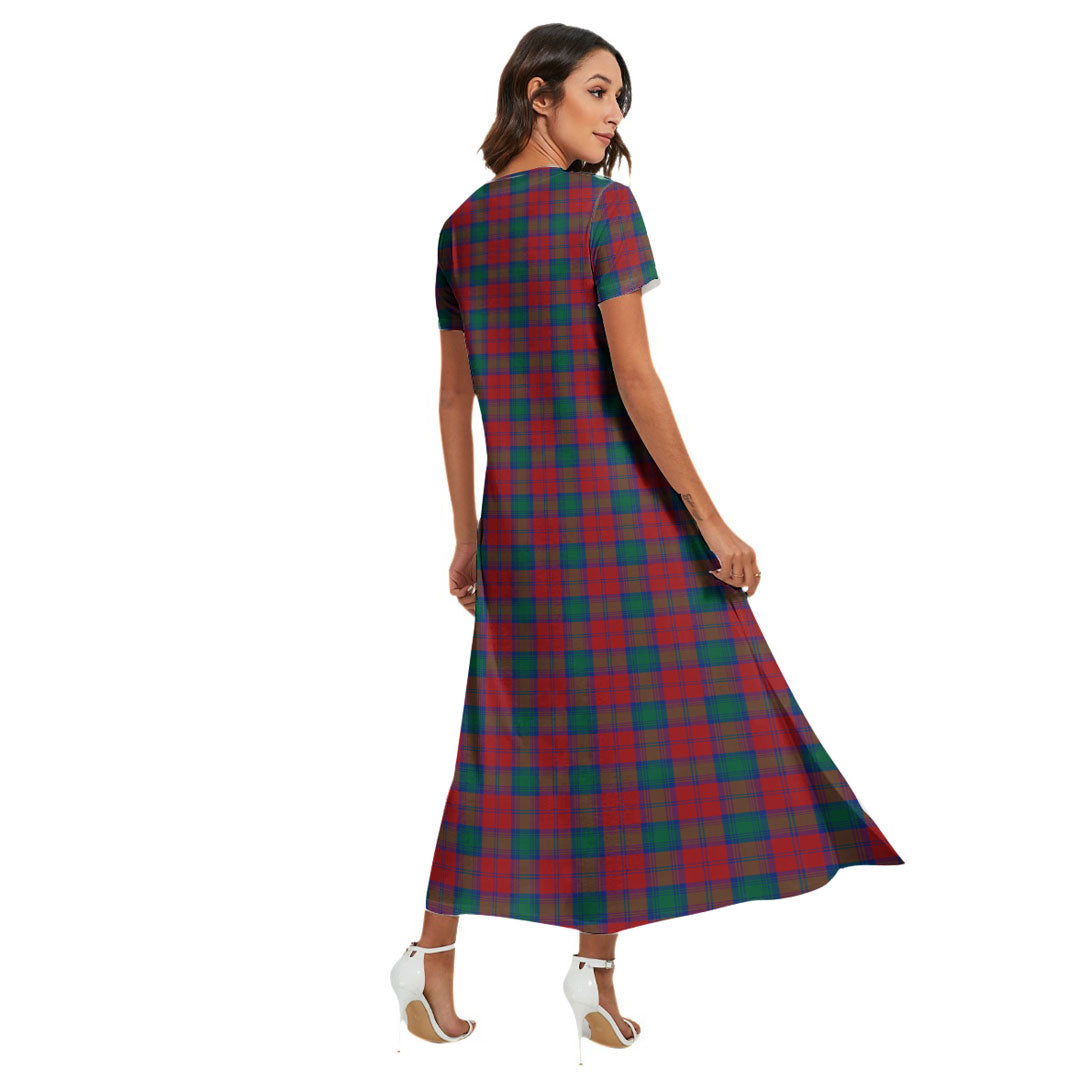 Lindsay Modern Tartan Plaid V-neck Dress Side Slit