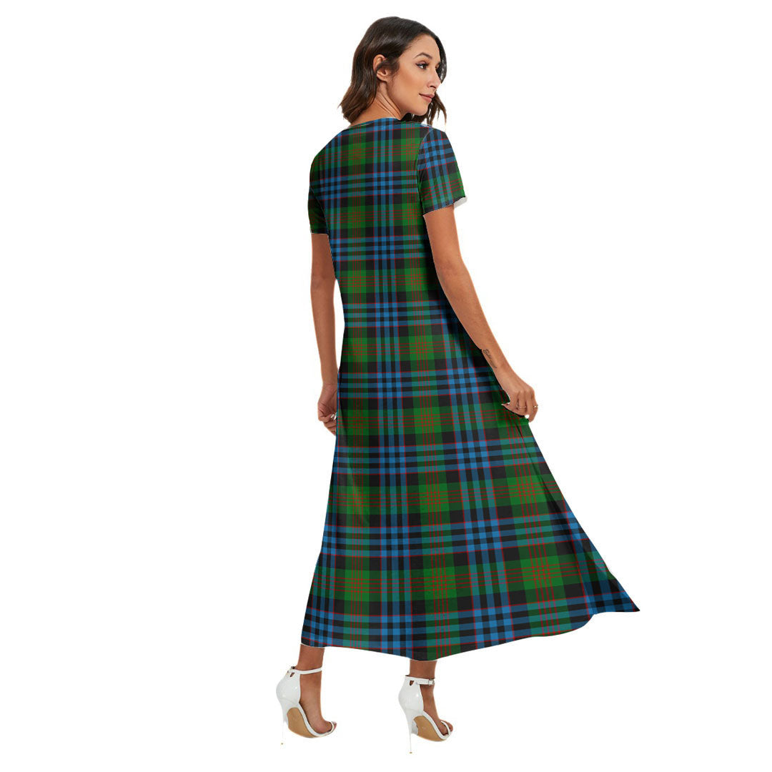 Newlands of Lauriston Tartan Crest V-neck Dress Side Slit