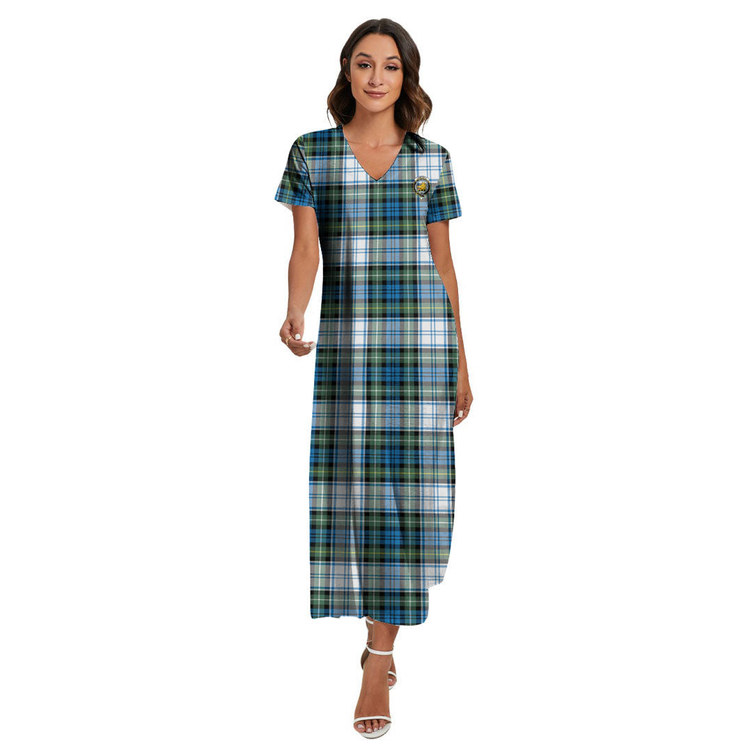 Campbell Dress Ancient Tartan Crest V-neck Dress Side Slit