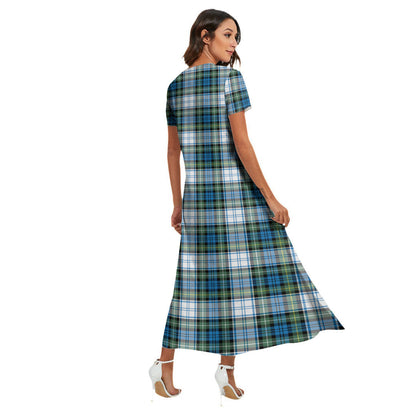 Campbell Dress Ancient Tartan Crest V-neck Dress Side Slit