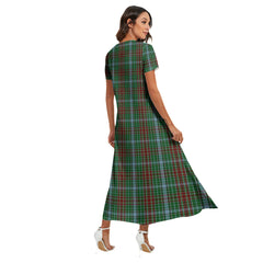 Gayre Tartan Crest V-neck Dress Side Slit