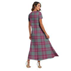 Crawford Ancient Tartan Crest V-neck Dress Side Slit