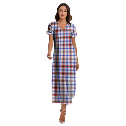 Boswell Modern Tartan Plaid V-neck Dress Side Slit