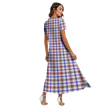 Boswell Modern Tartan Plaid V-neck Dress Side Slit