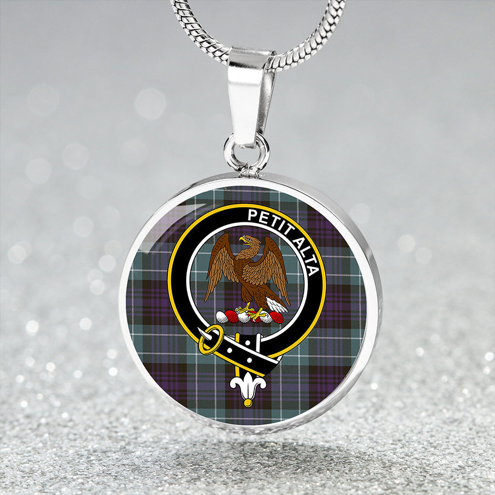 Abercrombie Weathered Tartan Crest Circle Necklace