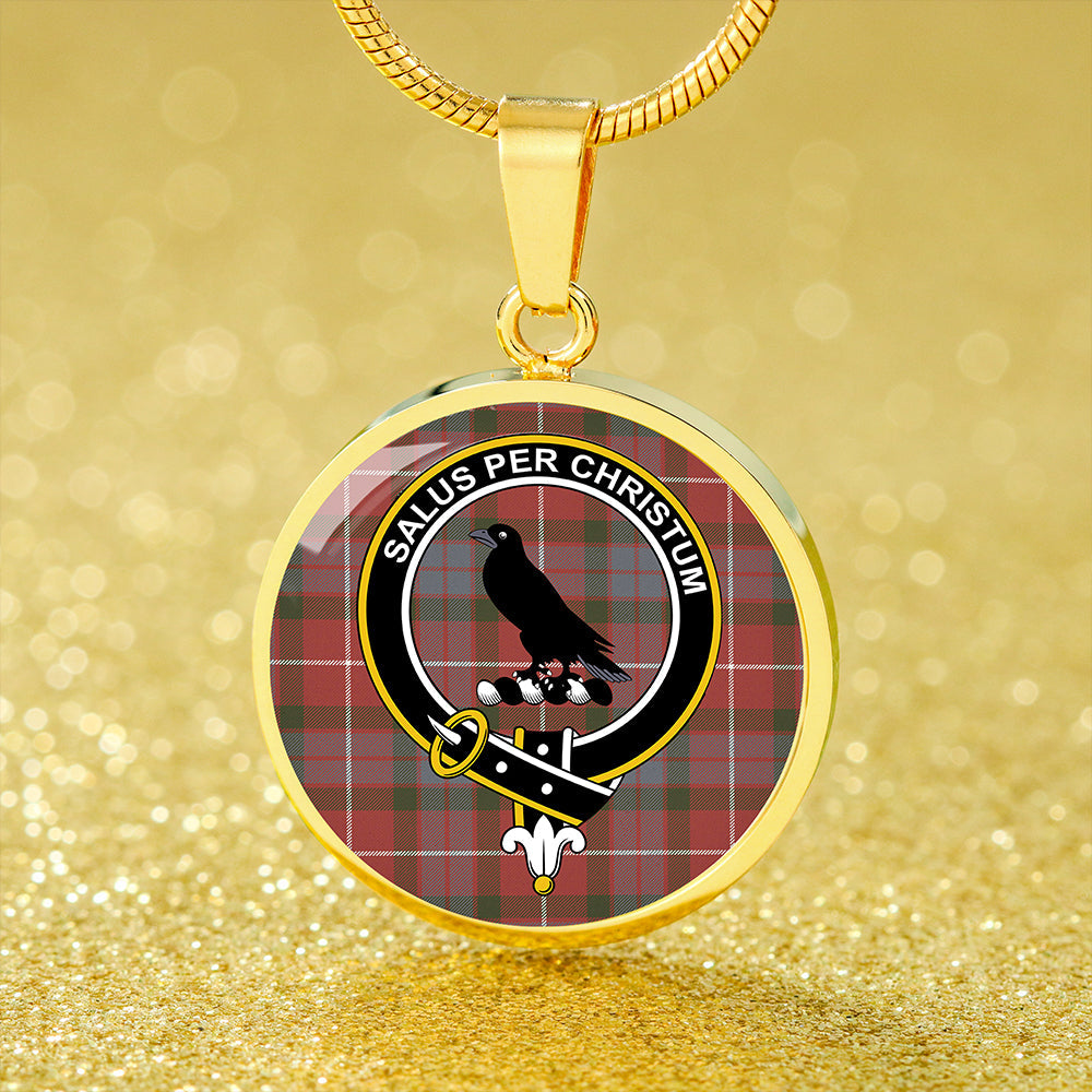 Abernethy Red Ancient Tartan Crest Circle Necklace