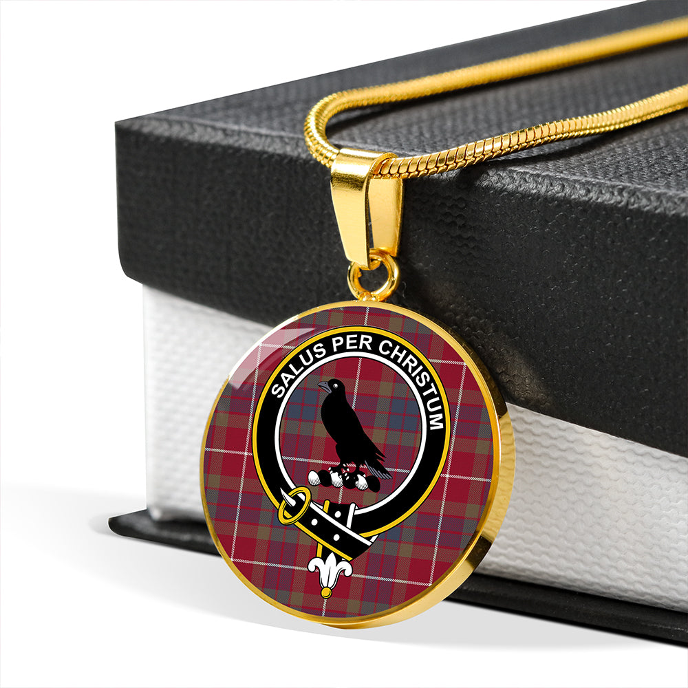 Abernethy Red Modern Tartan Crest Circle Necklace
