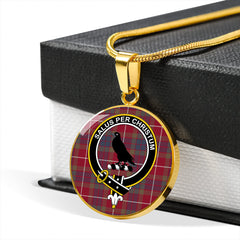 Abernethy Red Modern Tartan Crest Circle Necklace