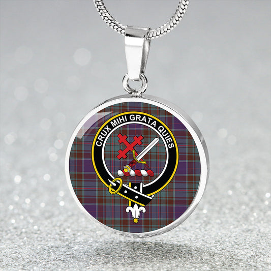 Adam Weathered Tartan Crest Circle Necklace