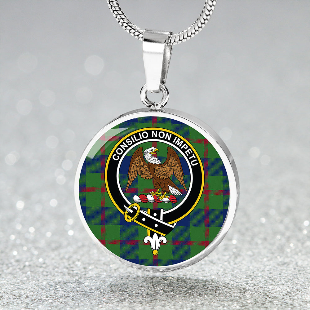 Agnew (MacAgnew) Modern Tartan Crest Circle Necklace