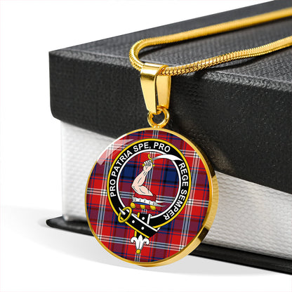 Ainslie 1992 Modern Tartan Crest Circle Necklace