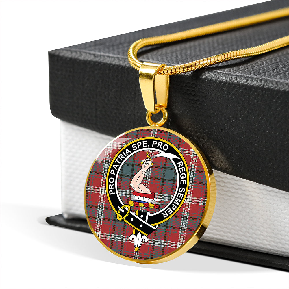 Ainslie 1992 Weathered Tartan Crest Circle Necklace