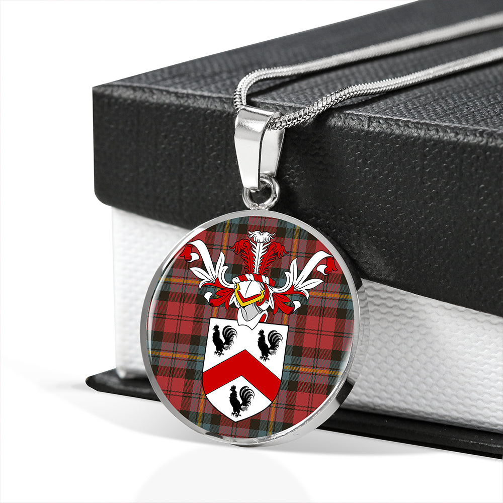 Aitken Weathered Tartan Crest Circle Necklace