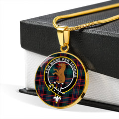 Alexander Hunting Modern Tartan Crest Circle Necklace