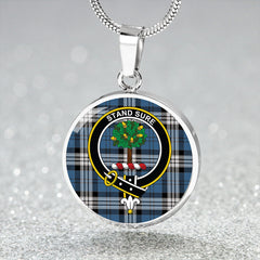 Anderson Blue Modern Tartan Crest Circle Necklace