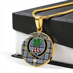 Anderson Blue Weathered Tartan Crest Circle Necklace