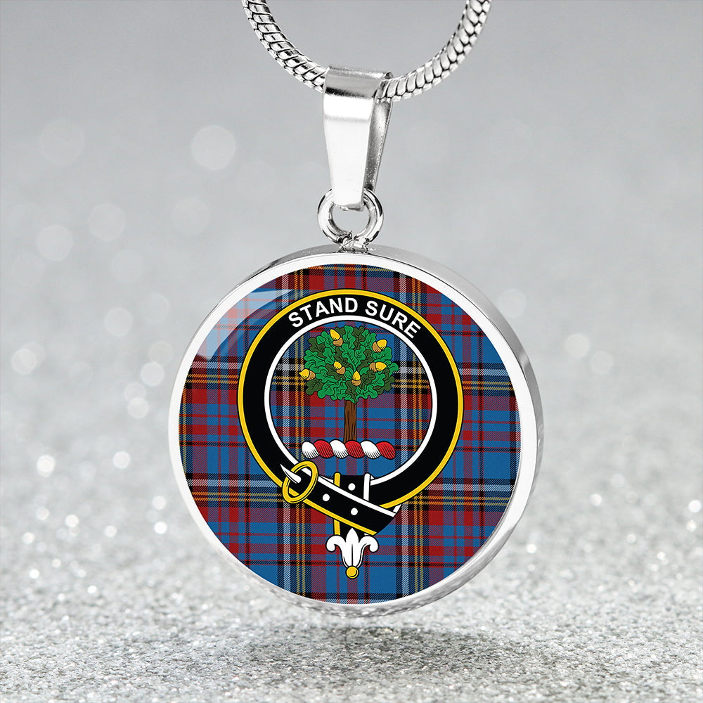 Anderson Blue Westwood Modern Tartan Crest Circle Necklace