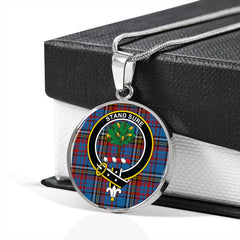 Anderson Blue Westwood Modern Tartan Crest Circle Necklace