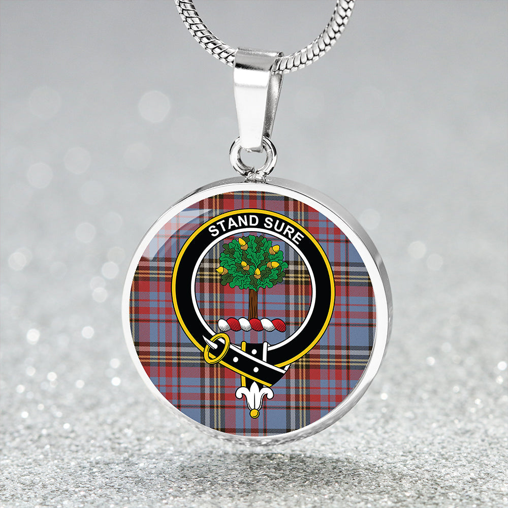 Anderson Blue Westwood Weathered Tartan Crest Circle Necklace