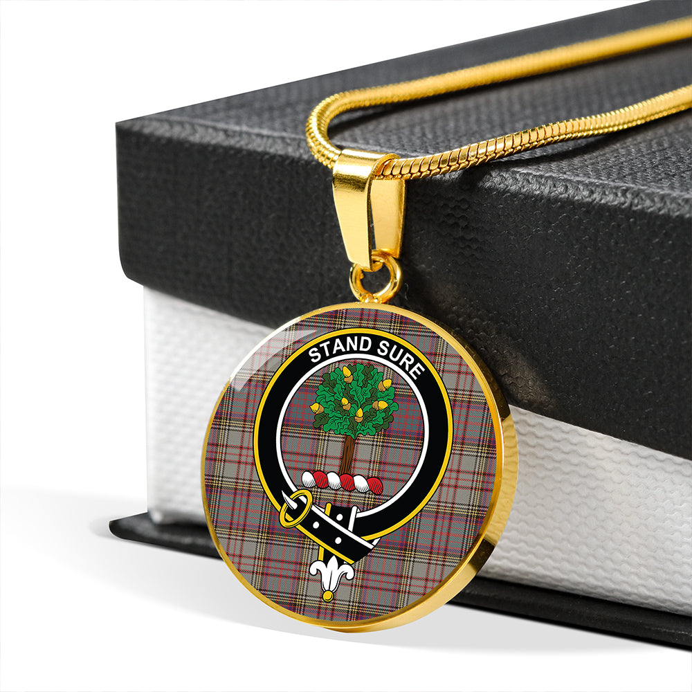 Anderson Grey Weathered Tartan Crest Circle Necklace