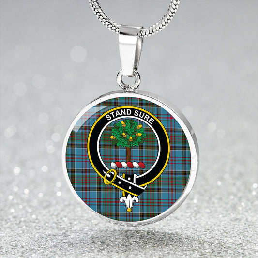 Anderson Old Modern Tartan Crest Circle Necklace