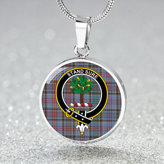 Anderson Old Weathered Tartan Crest Circle Necklace