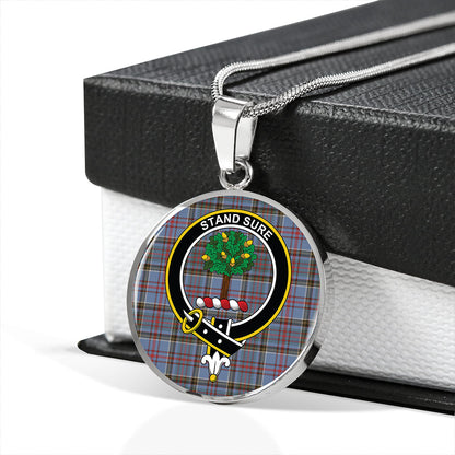 Anderson Old Weathered Tartan Crest Circle Necklace