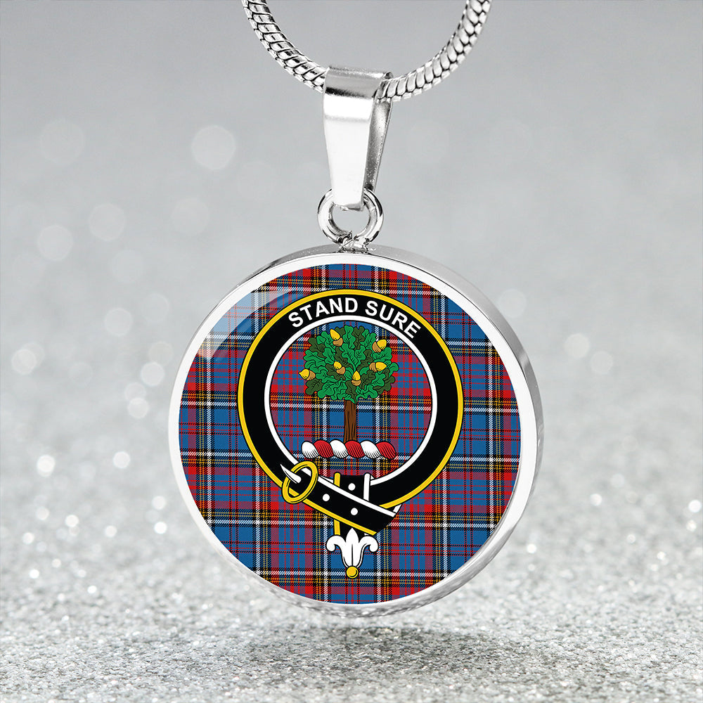 Anderson Red Tartan Crest Circle Necklace