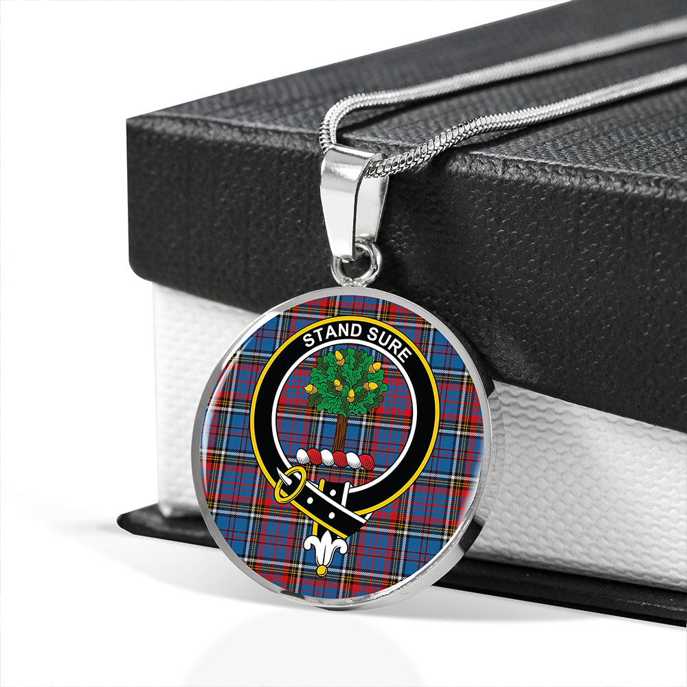 Anderson Red Tartan Crest Circle Necklace