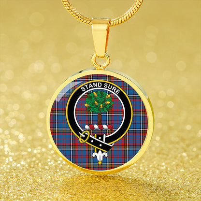 Anderson Red Tartan Crest Circle Necklace