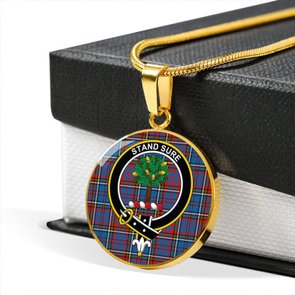 Anderson Red Tartan Crest Circle Necklace