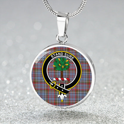 Anderson Red Weathered Tartan Crest Circle Necklace