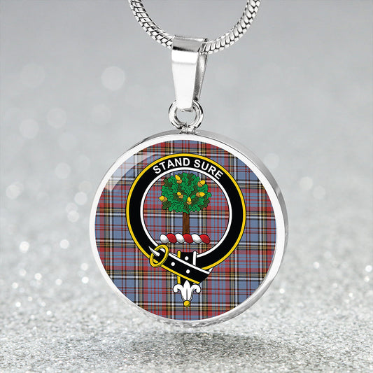 Anderson Red Weathered Tartan Crest Circle Necklace