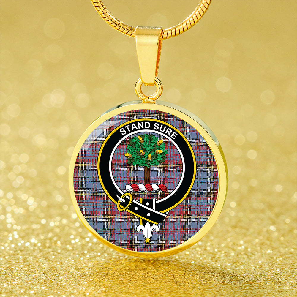 Anderson Red Weathered Tartan Crest Circle Necklace