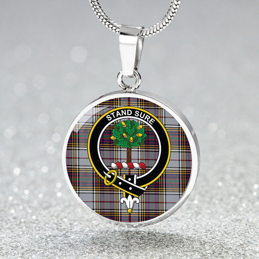 Anderson Ross Modern Tartan Crest Circle Necklace