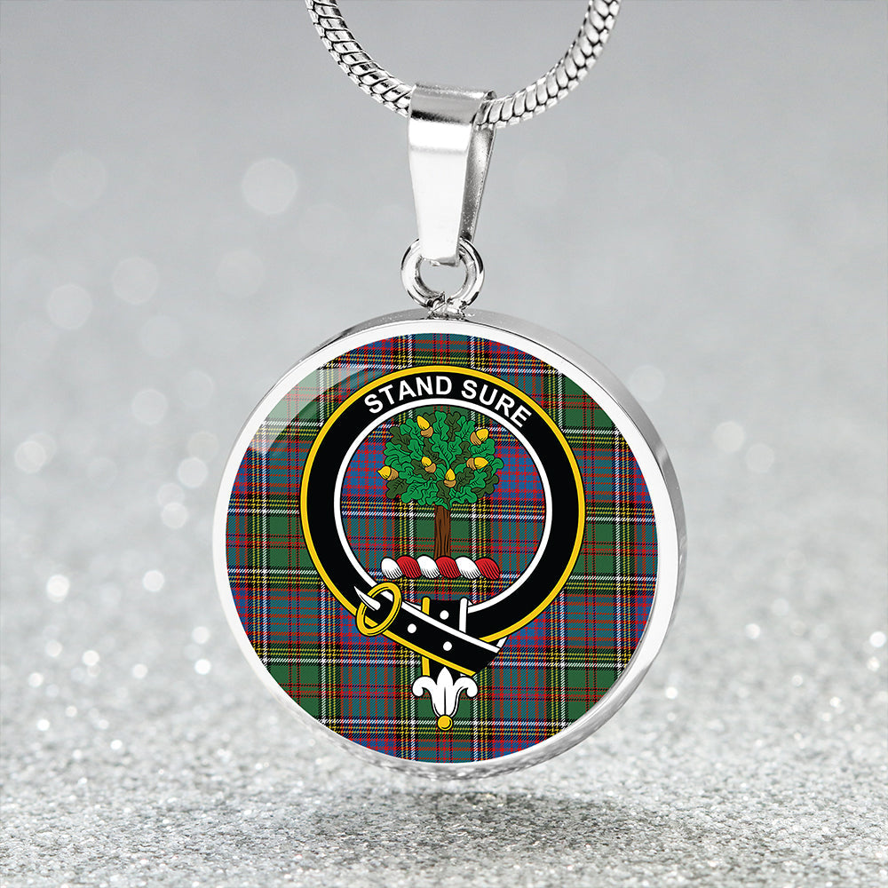 Anderson of Kinneddar Hunting Tartan Crest Circle Necklace