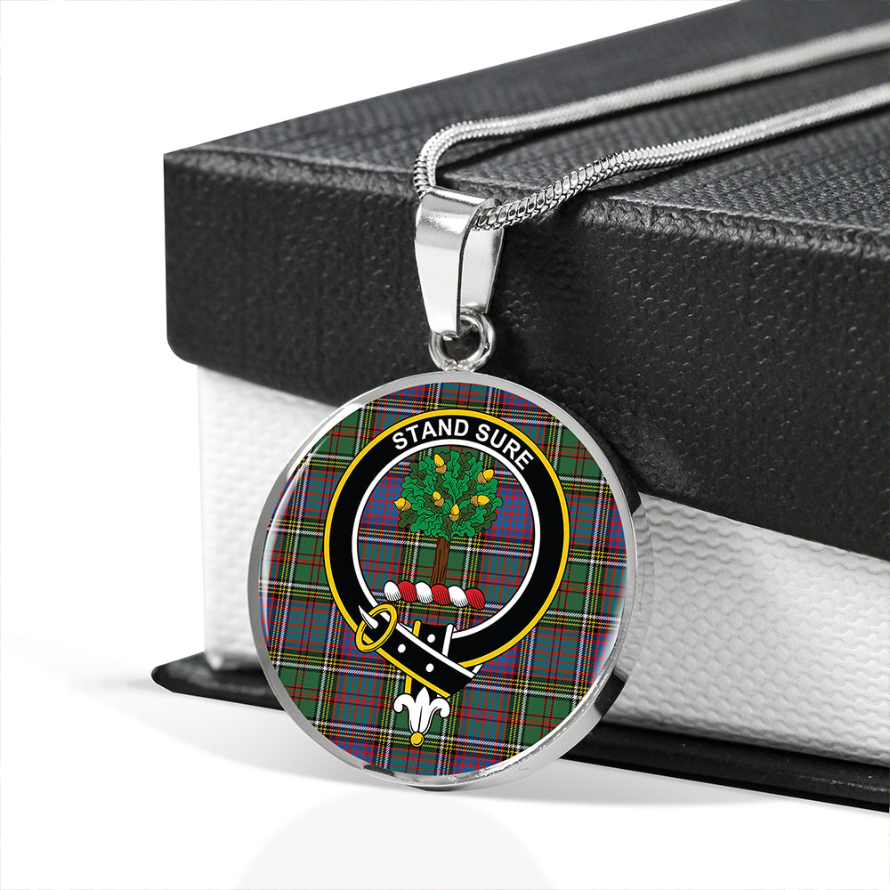 Anderson of Kinneddar Hunting Tartan Crest Circle Necklace