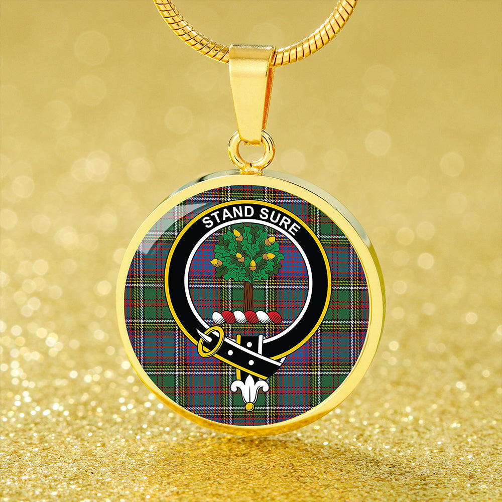 Anderson of Kinneddar Hunting Tartan Crest Circle Necklace