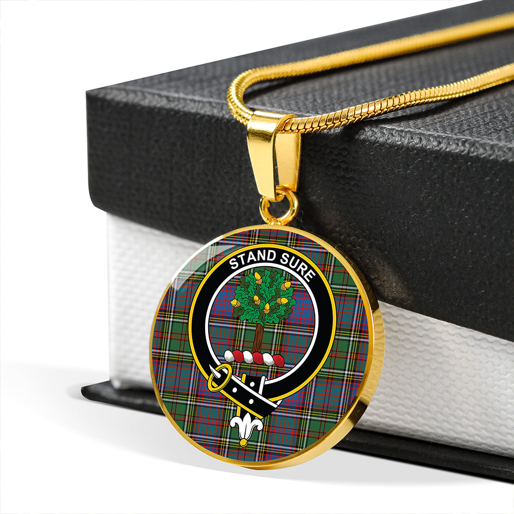 Anderson of Kinneddar Hunting Tartan Crest Circle Necklace