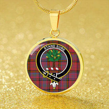 Anderson of Kinneddar Red Ancient Tartan Crest Circle Necklace