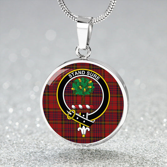 Anderson of Kinneddar Red Modern Tartan Crest Circle Necklace