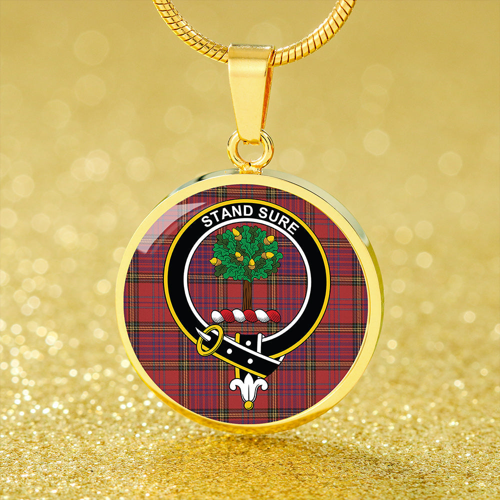 Anderson of Kinneddar Red Weathered Tartan Crest Circle Necklace