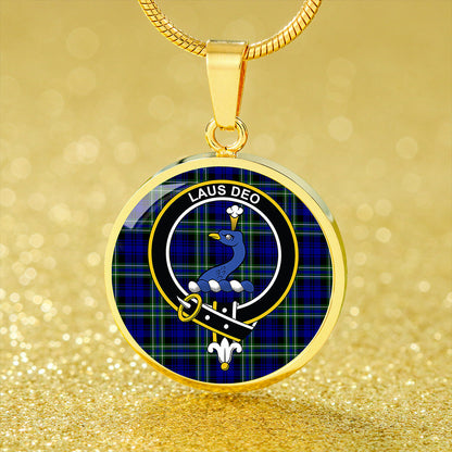 Arbuthnot Modern Tartan Crest Circle Necklace