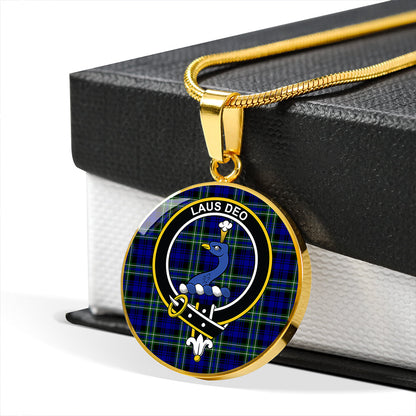 Arbuthnot Modern Tartan Crest Circle Necklace