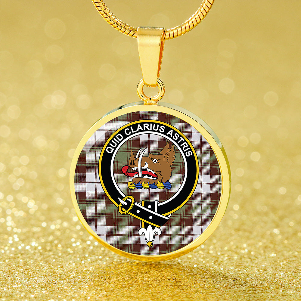 Baillie Dress Weathered Tartan Crest Circle Necklace